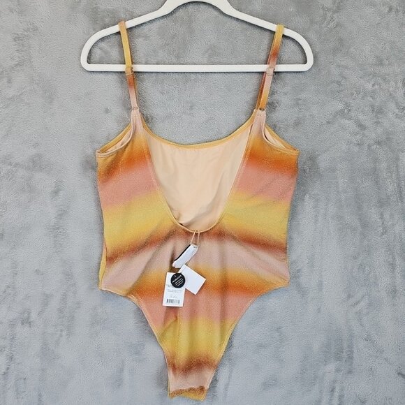 Cotton On Glitter Ombre Sunrise Scoop Neck One Piece Swimsuit Womens XL Cheeky - Picture 4 of 8